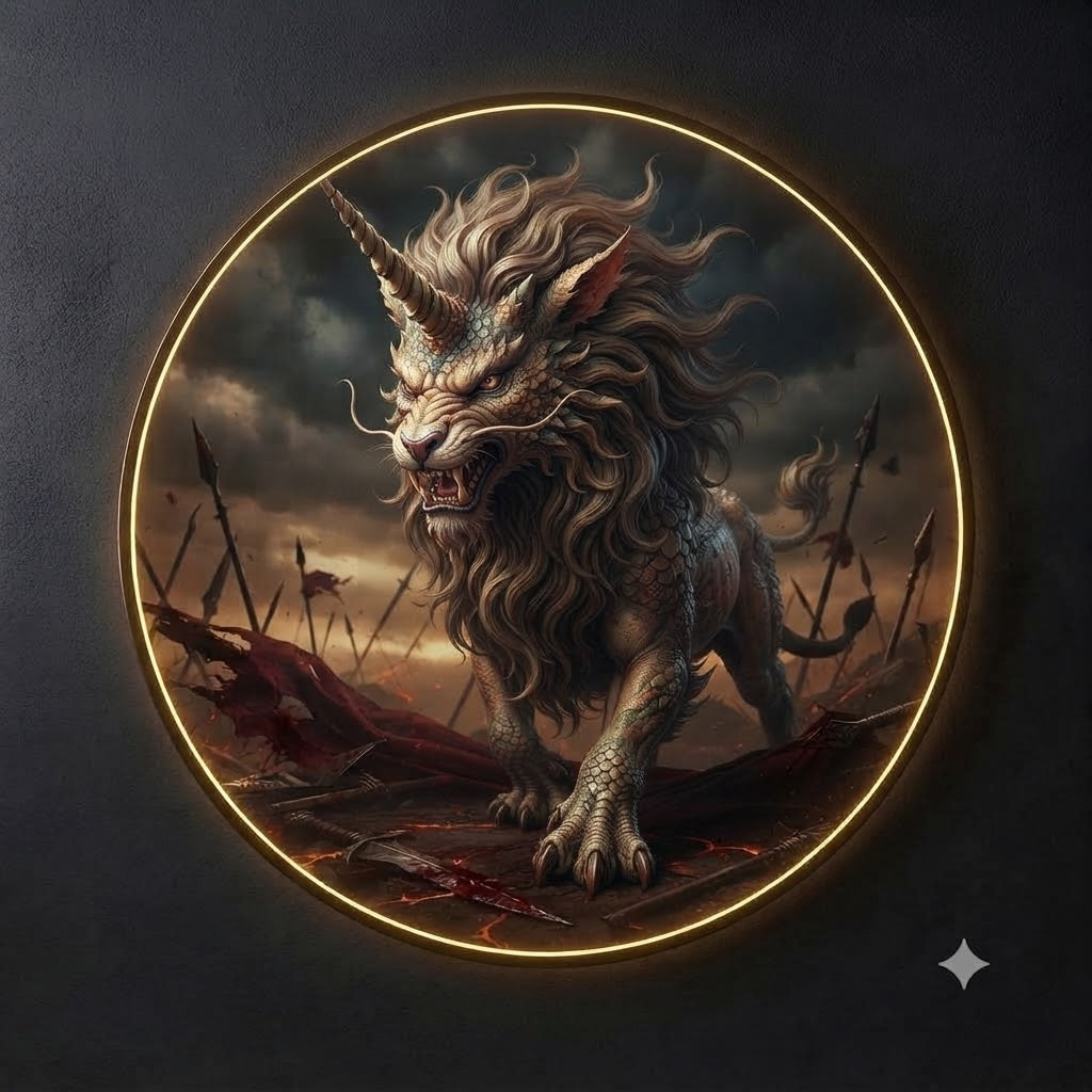 Mythical Unicorn-Dragon Lion Wall Art Collection led 190