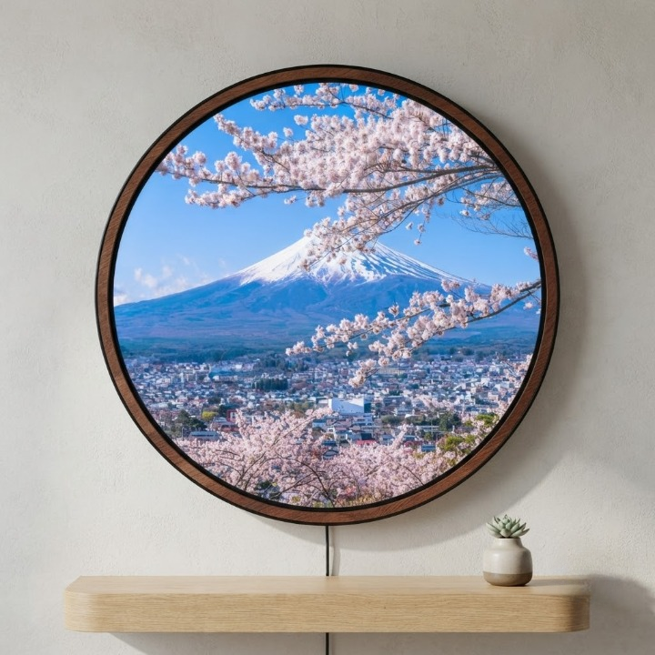 Mount Fuji Cherry Blossom Round LED Wall Light - Modern Living Room Decor and Ambient Lighting  Led 6