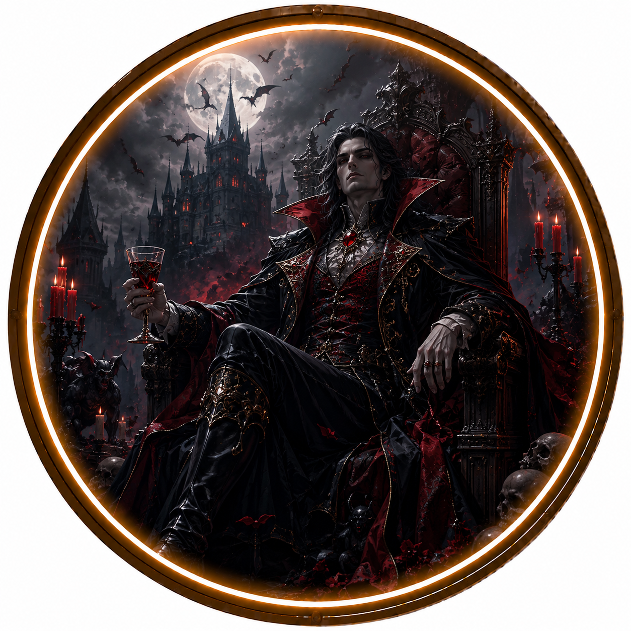 Vampire Lord's Throne Room Round Wall Art led 156