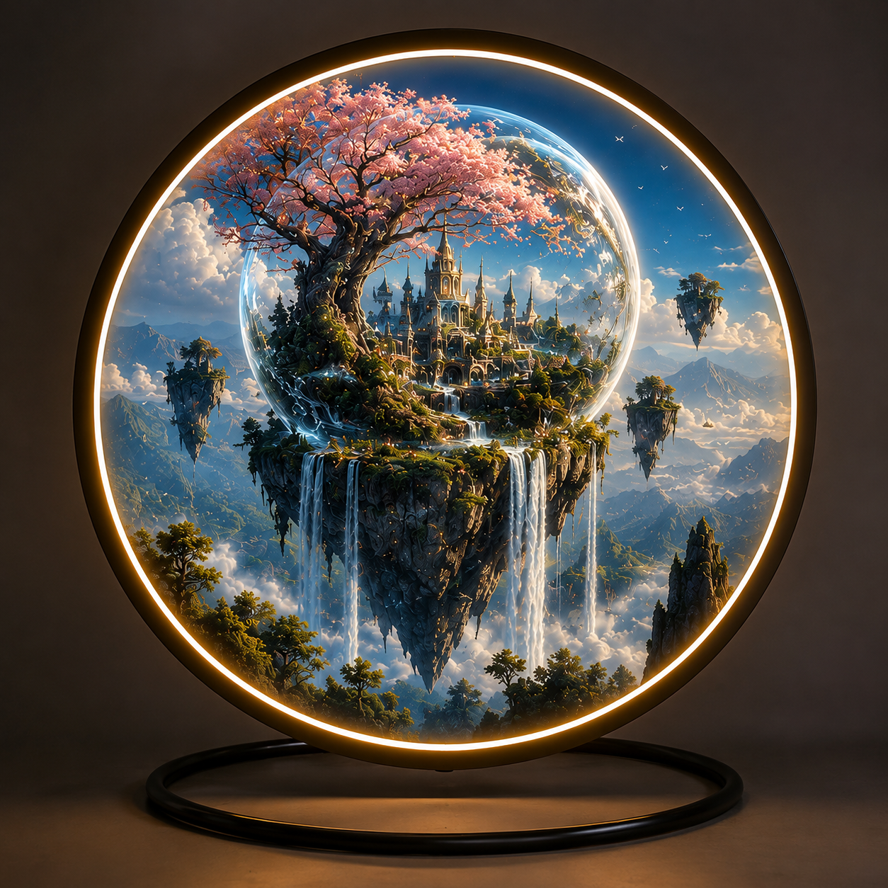 Celestial Blossom Glow: Round LED Wall Art and Ambient Lighting led 88