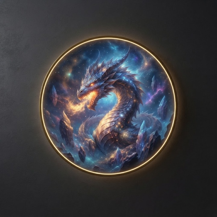 Cosmic Dragon Circular LED Wall Art led 160