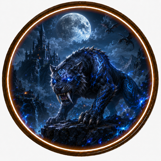Shadow Panther Circular LED Wall Art: Elevate Your Space with Epic Fantasy Decor led 147