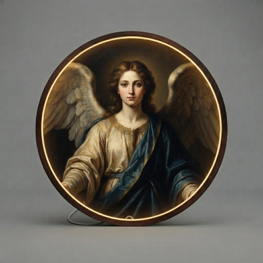 Classical Angel LED Round Wall Art | Modern Home Decor Light Painting with 3 Size Options and  12V Safe Driver System Led 44