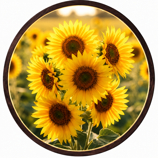 Sunflower LED Round Wall Art | Golden Floral Home Decor Light Painting with 3 Size Options and 12V Safe Driver System Led 28