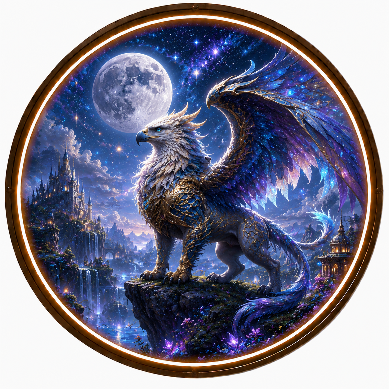 Glowing Fantasy Griffin Wall Decor with Modern LED Frame led 141