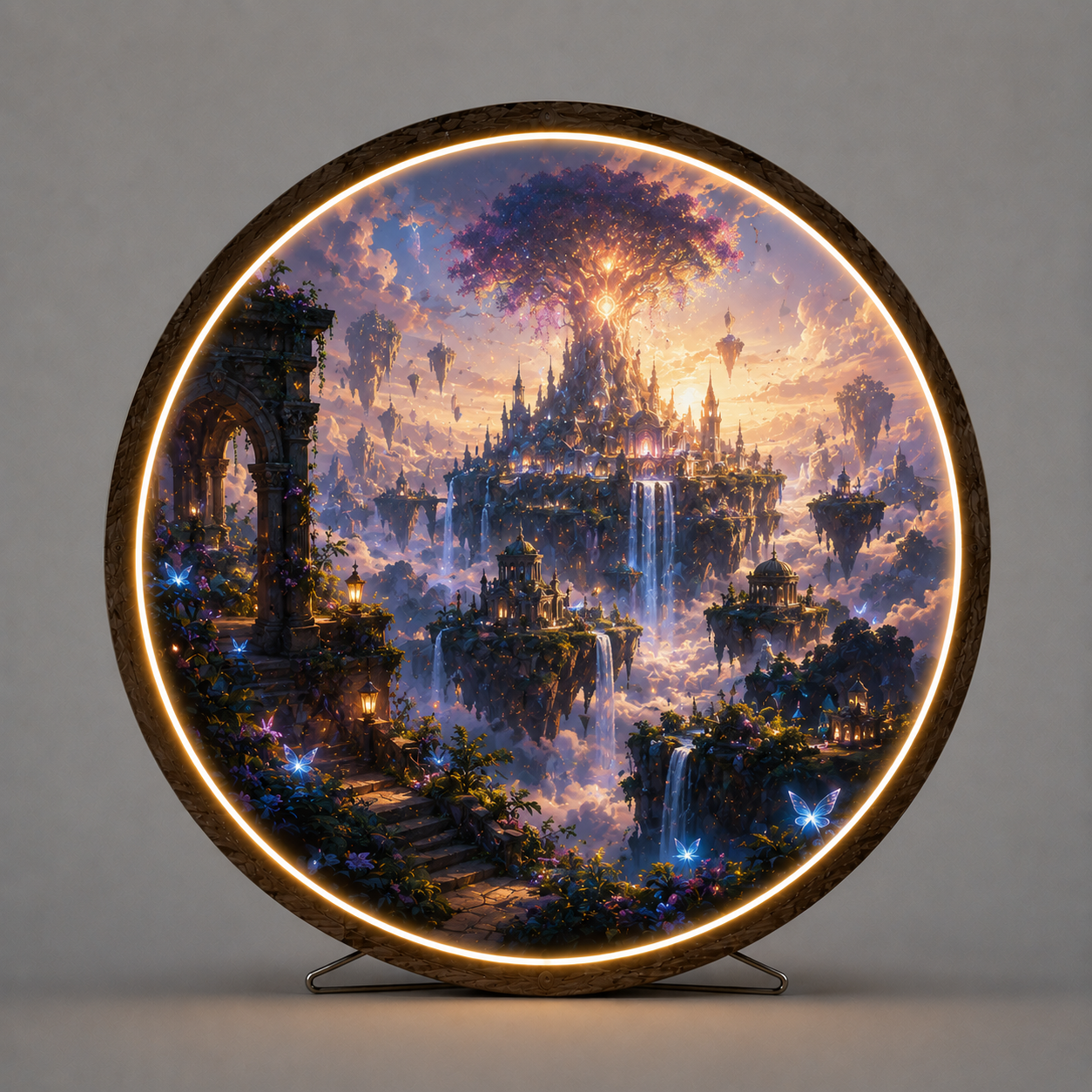 Magical Floating Islands LED Round Wall Art led 97