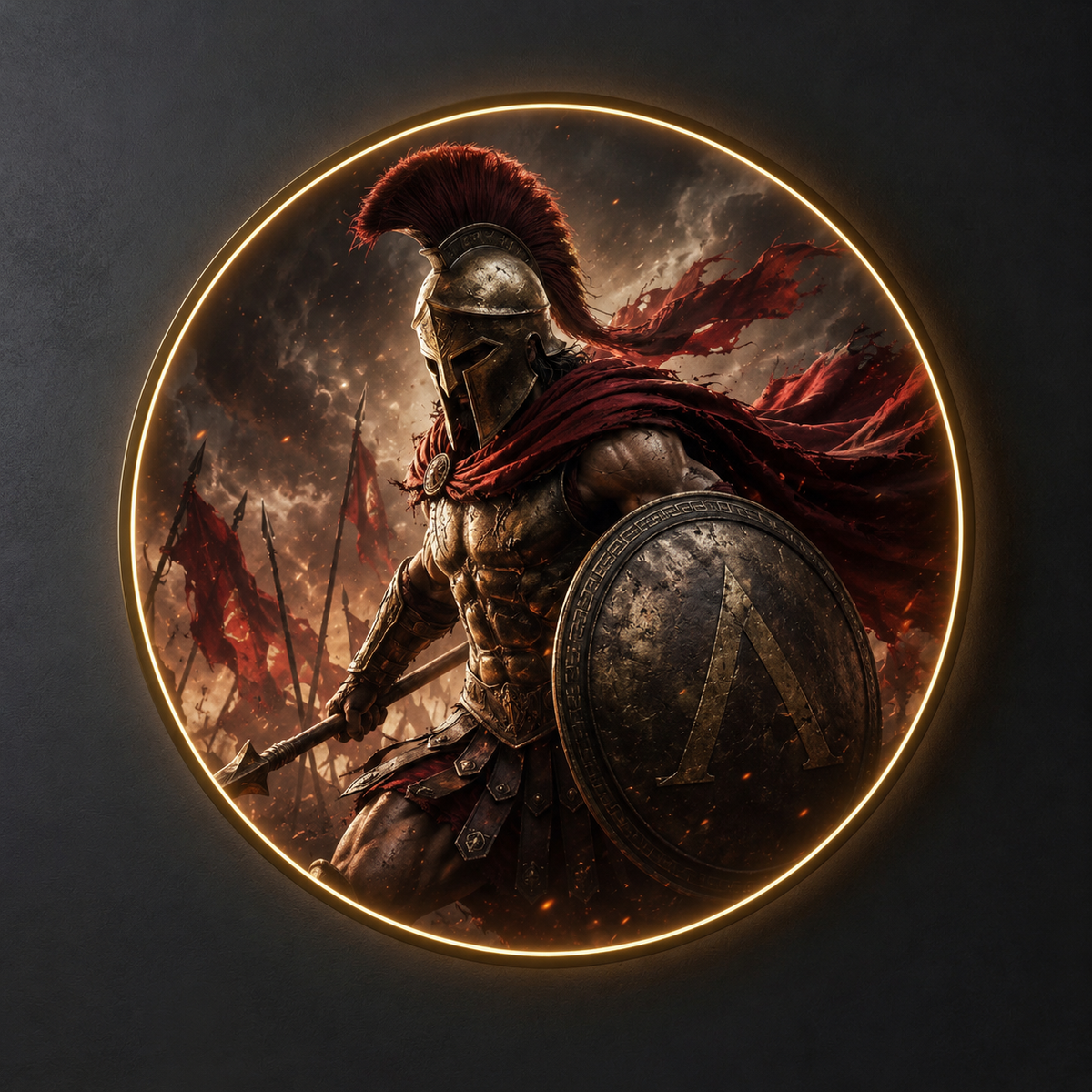 Spartan Warrior LED Round Wall Art led 177