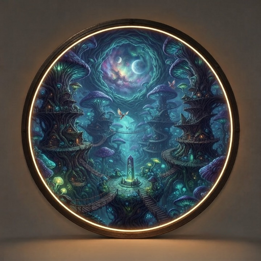 LUMINA MYSTICAL MUSHROOM VILLAGE CIRCULAR LED WALL ART COLLECTION led 107
