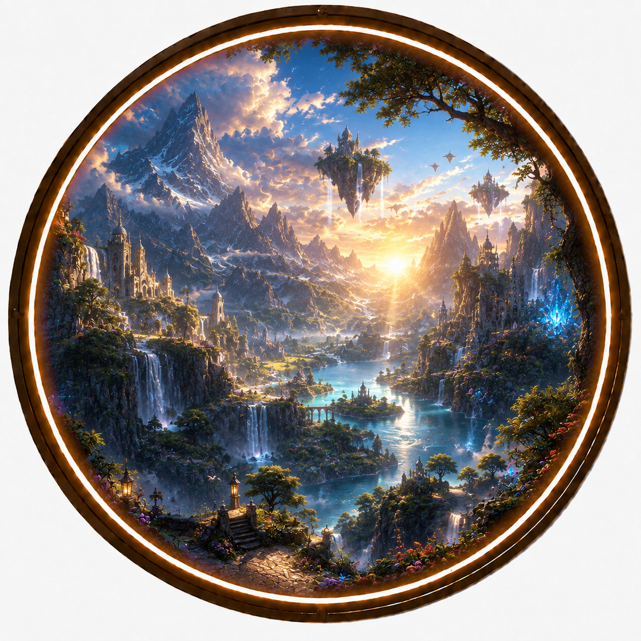 Mystical Fantasy Realm Circular LED Wall Art led 148