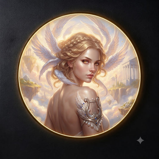 The Celestial Harpist Round LED Wall Art Collection led 198