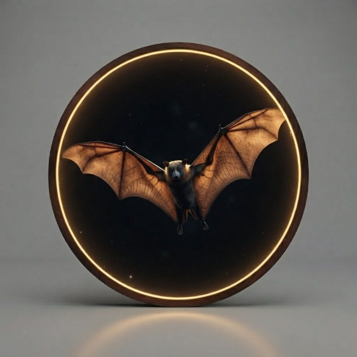 Flying Bat LED Round Wall Art | Spooky Night Animal Home Decor Light Painting with 3 Size Options and 12V Safe Driver System Led 39