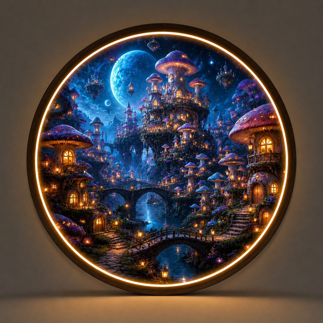 Magical Mushroom Kingdom LED Round Wall Art led 99