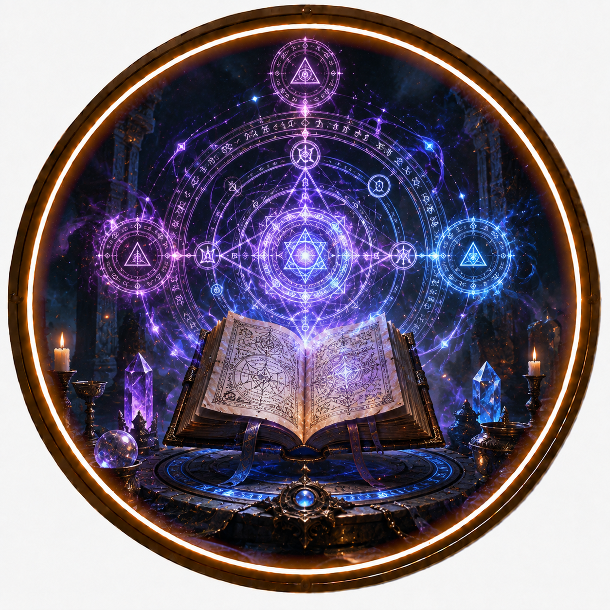 Mystic Grimoire Circular LED Wall Art: Elevate Your Space with Magical Fantasy Decor led 146