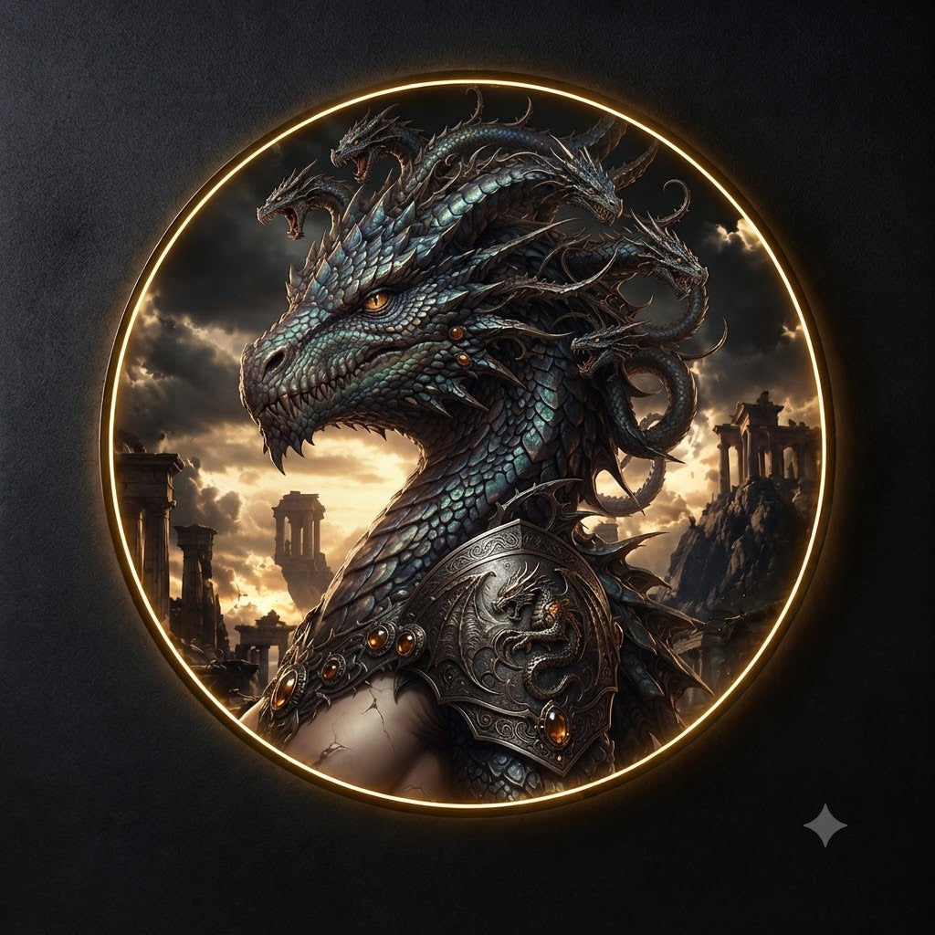 Mythical Dragon Hydra Wall Art Collection led 196