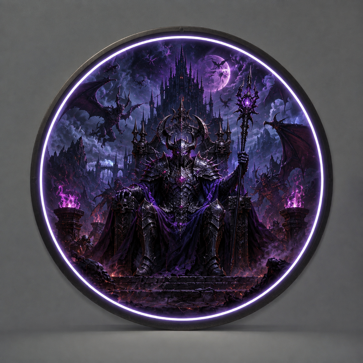 The Shadow King LED Illuminated Round Wall Art led 112