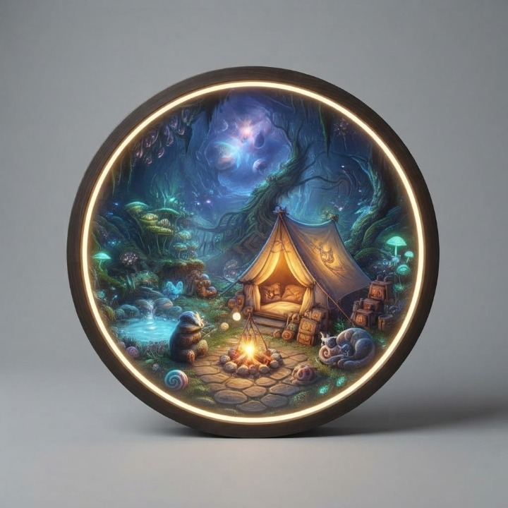 LUMINA MYSTICAL CAMPFIRE FOREST CIRCULAR LED WALL ART COLLECTION led 106