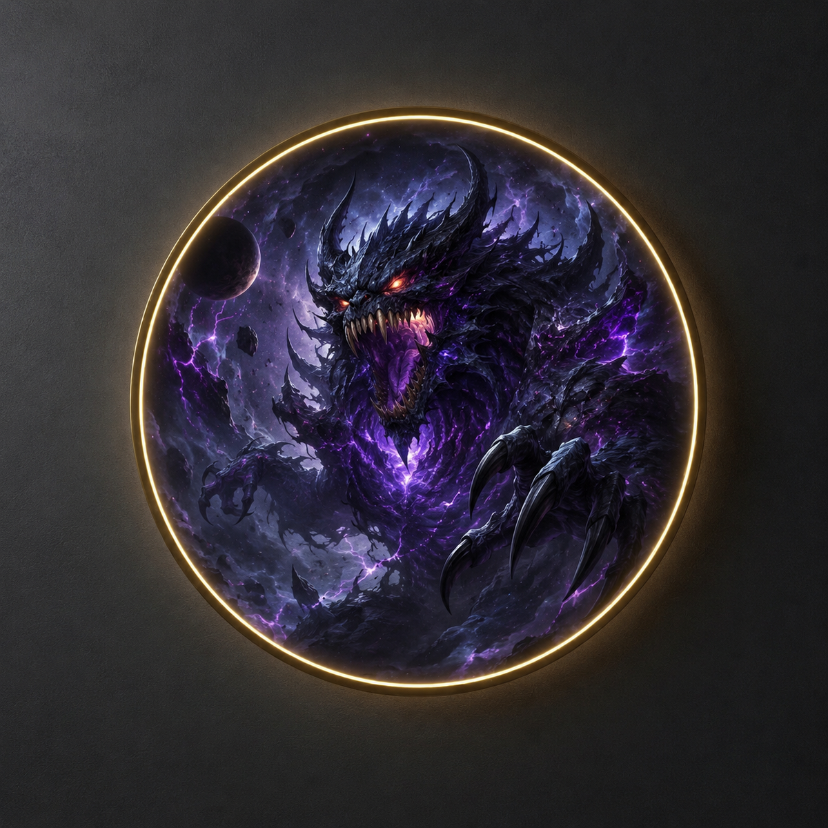 Cosmic Shadow Beast LED Round Wall Art led 176
