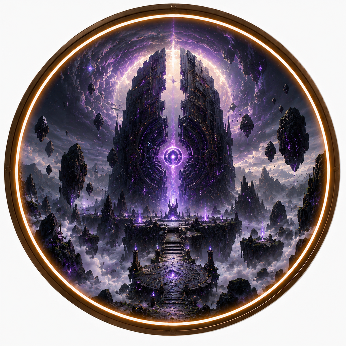 lluminated Round Wall Painting with LED Light - Mystic Gateway, Luxury Living Room Interior Decoration led 123