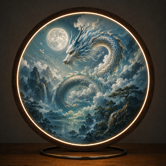 Moonlight Azure Dragon 3D LED Wall Art - Illuminated Fantasy Decor Led 73