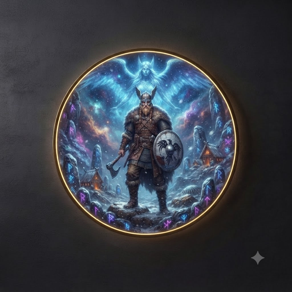Viking Warrior LED Round Wall Art led 173