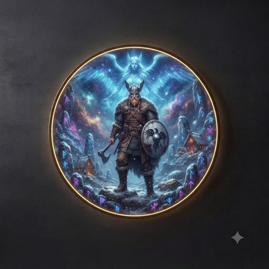 Viking Warrior LED Round Wall Art led 173