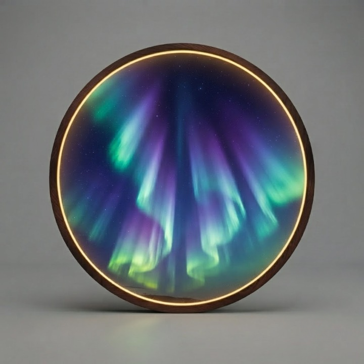 Aurora Borealis LED Round Wall Art | Northern Lights Cosmic Home Decor Light Painting with 3 Size Options and 12V Safe Driver System Led 38