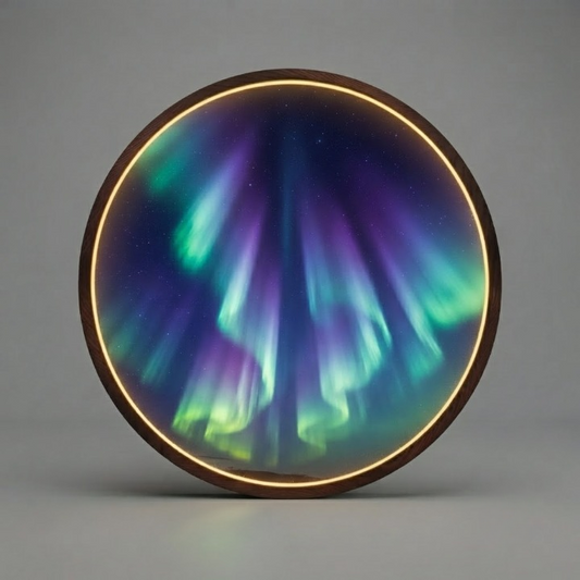 Aurora Borealis LED Round Wall Art | Northern Lights Cosmic Home Decor Light Painting with 3 Size Options and 12V Safe Driver System Led 38