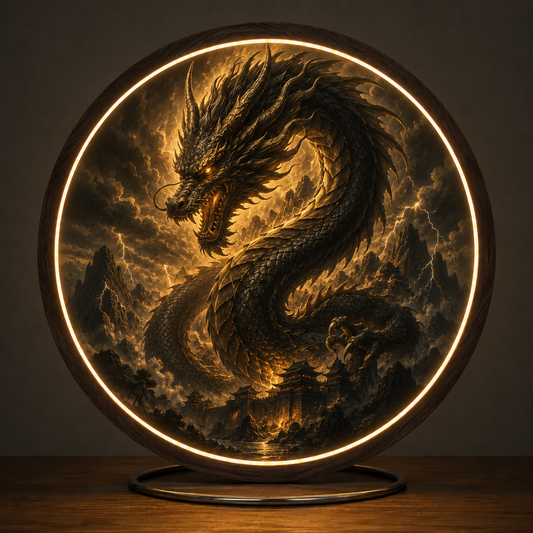 Golden Divine Dragon 3D LED Wall Art - Illuminated Fantasy Decor Led 72