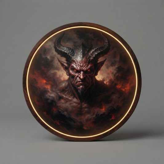 Hellfire Demon LED Round Wall Art | Gothic Fantasy Home Decor Light Painting with 3 Size Options and 12V Safe Driver System Led 41