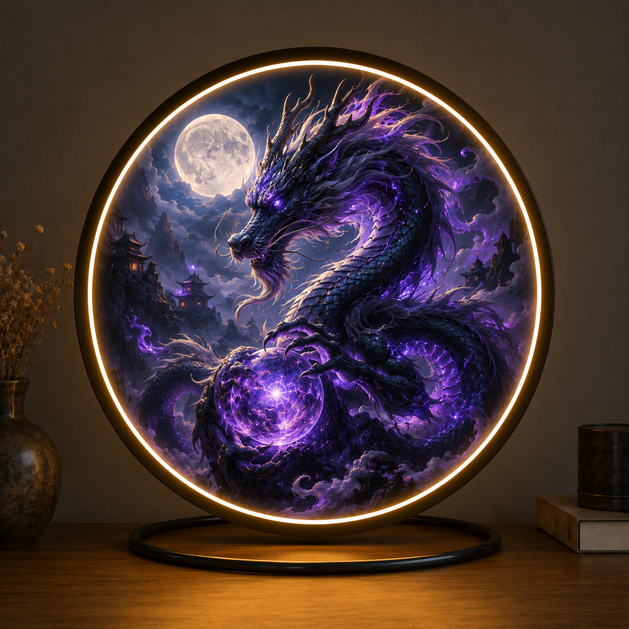 Action-Oriented & Engaging Bring Mythical Magic to Your Home with This Glowing Purple Dragon Art led ́82