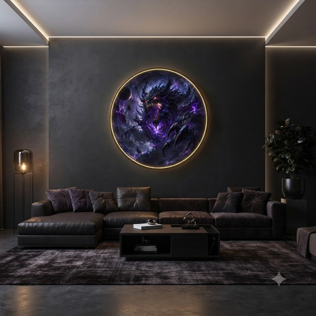 Cosmic Shadow Beast LED Round Wall Art led 176