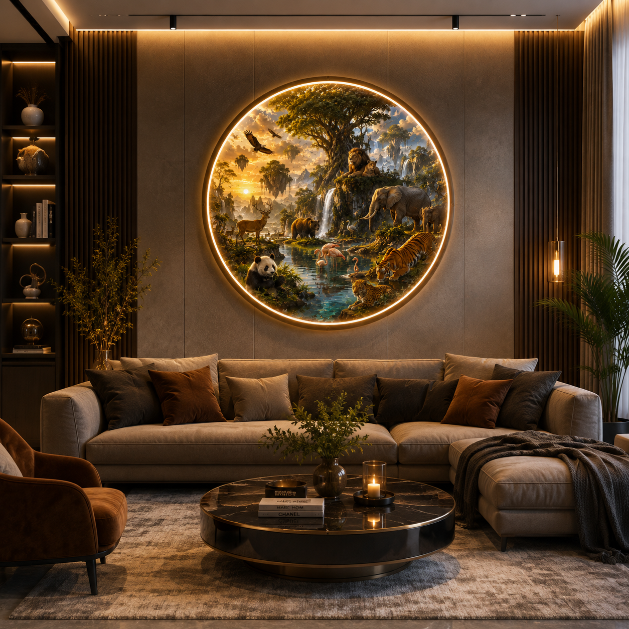 Harmony of the Wild: LED Illuminated Jungle Animals Wall Art led 116