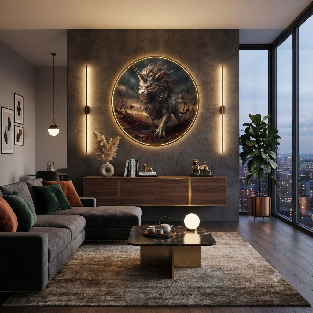Mythical Unicorn-Dragon Lion Wall Art Collection led 190