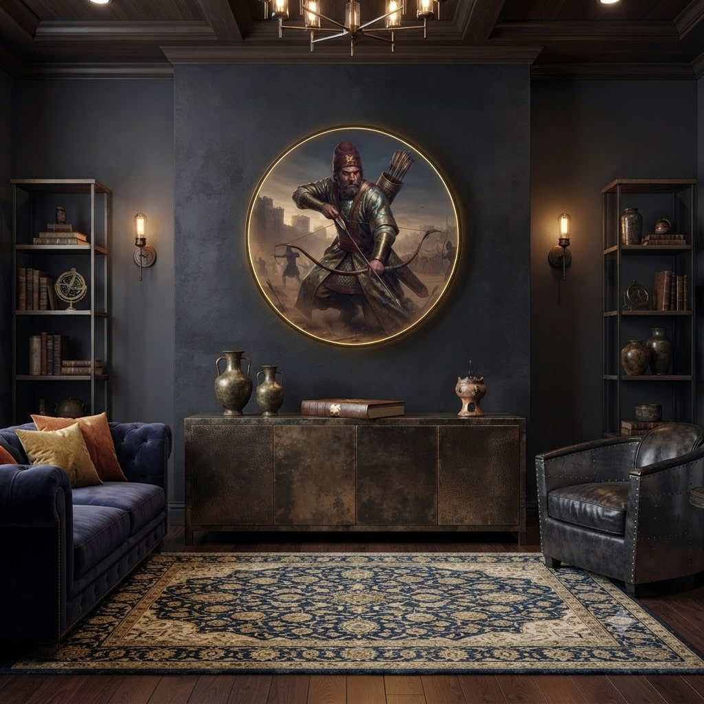 Medieval Archer LED Round Wall Art led 178