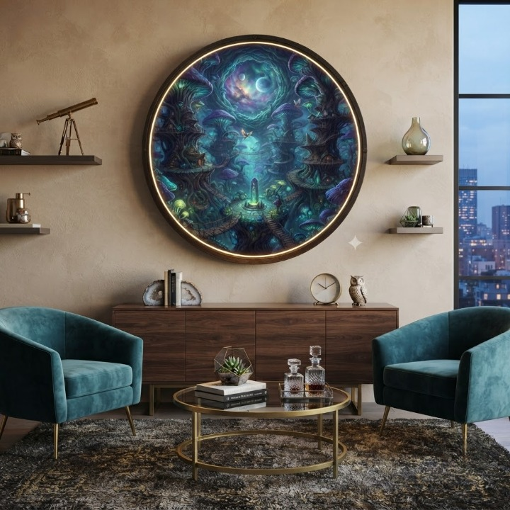 LUMINA MYSTICAL MUSHROOM VILLAGE CIRCULAR LED WALL ART COLLECTION led 107