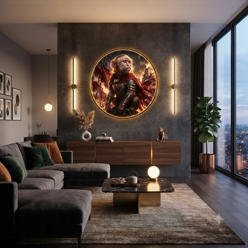 The Valiant Primate: Circular LED Wall Art led 188