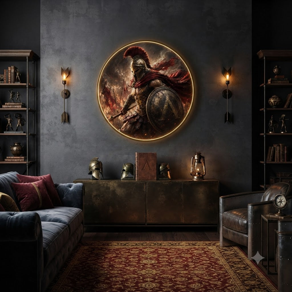 Spartan Warrior LED Round Wall Art led 177