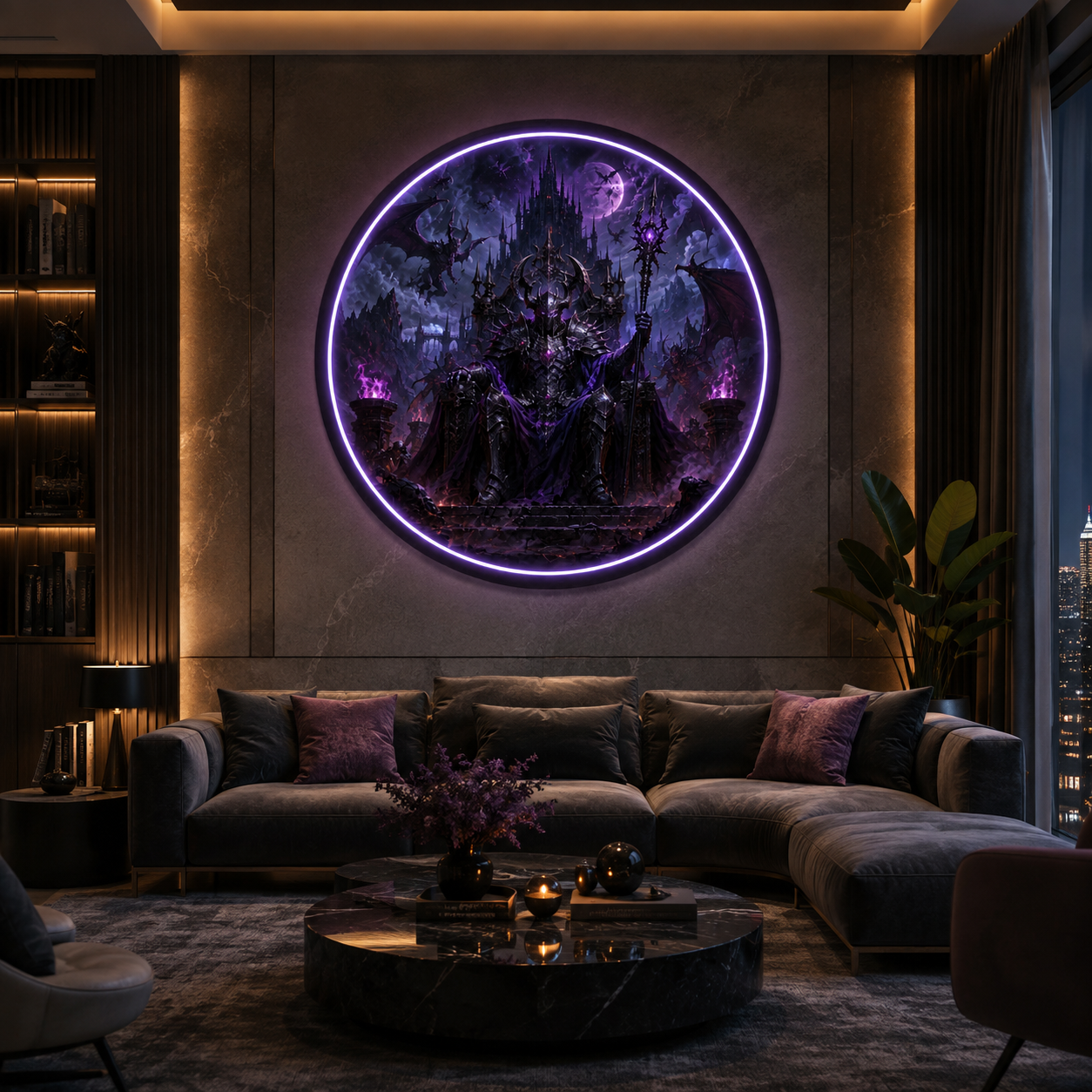The Shadow King LED Illuminated Round Wall Art led 112