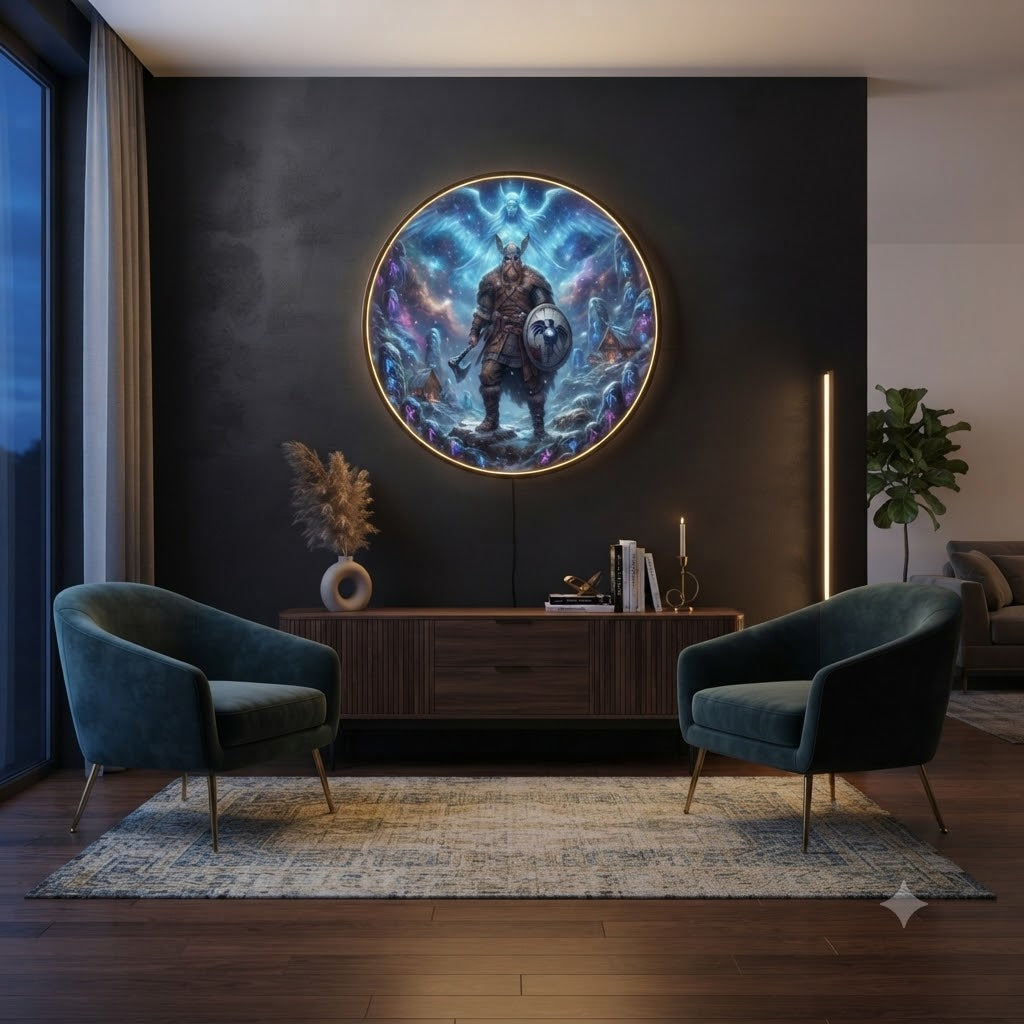 Viking Warrior LED Round Wall Art led 173