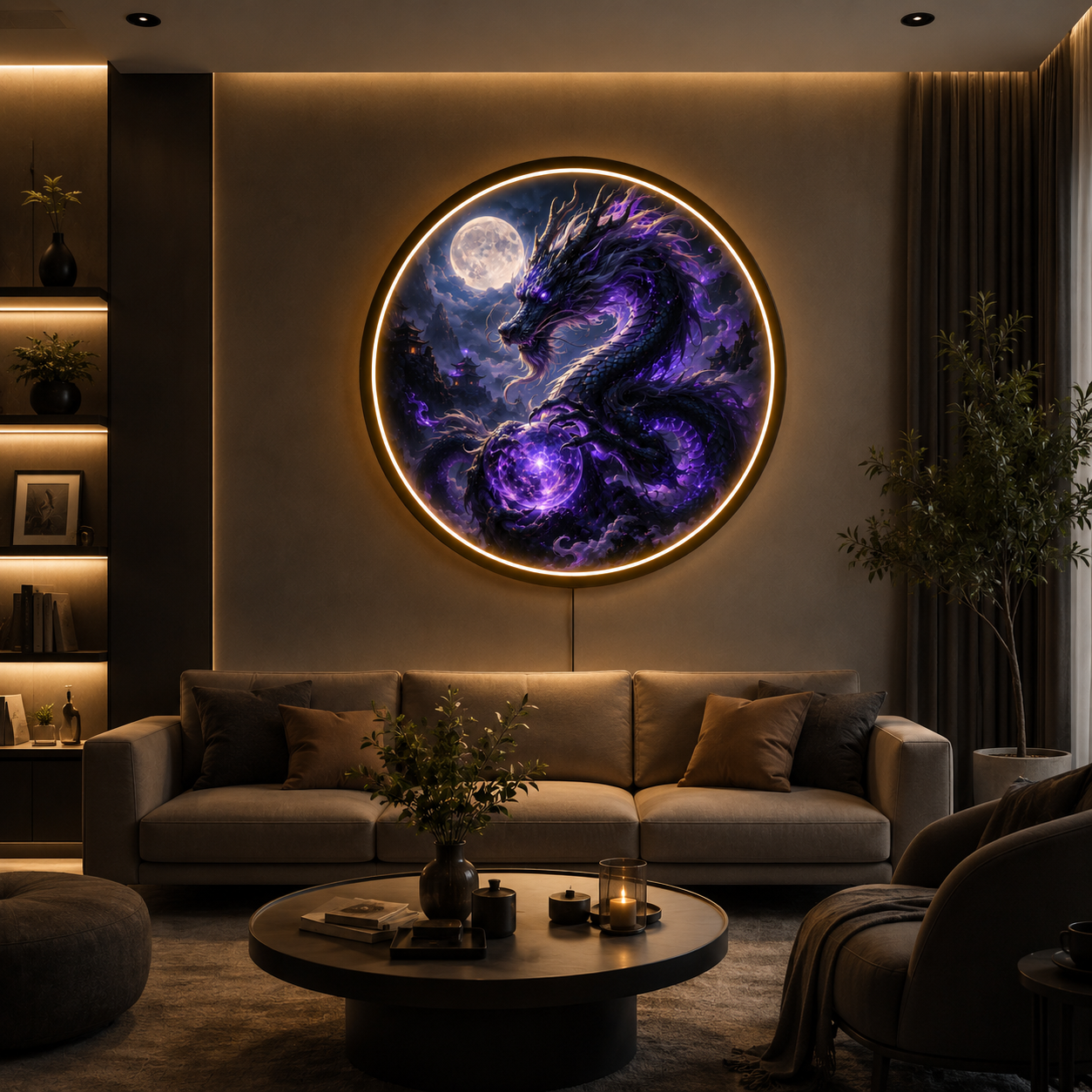 Action-Oriented & Engaging Bring Mythical Magic to Your Home with This Glowing Purple Dragon Art led ́82