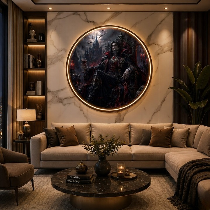 Vampire Lord's Throne Room Round Wall Art led 156