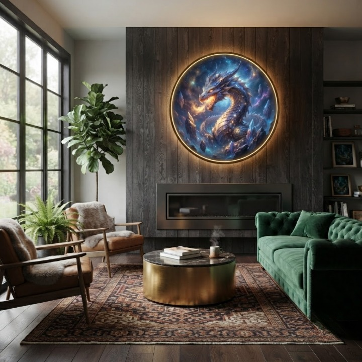 Cosmic Dragon Circular LED Wall Art led 160