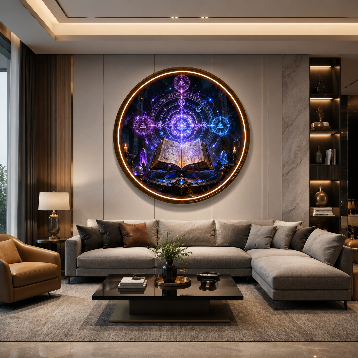 Mystic Grimoire Circular LED Wall Art: Elevate Your Space with Magical Fantasy Decor led 146