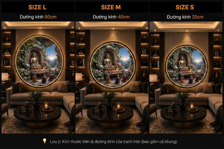 Serene Buddha Grotto Circular LED Wall Art led 162