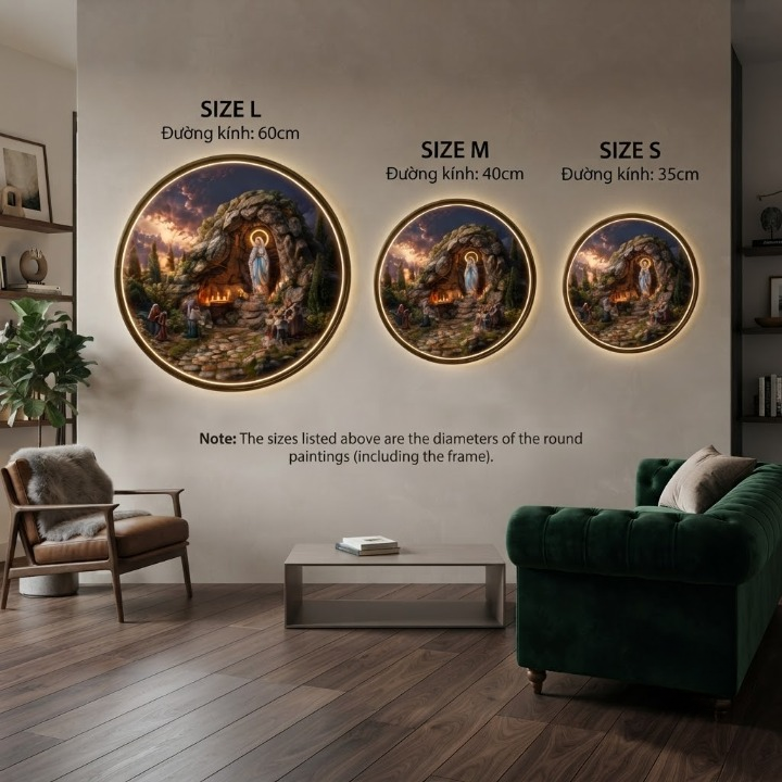 Our Lady of Lourdes Grotto Circular LED Wall Art led 161