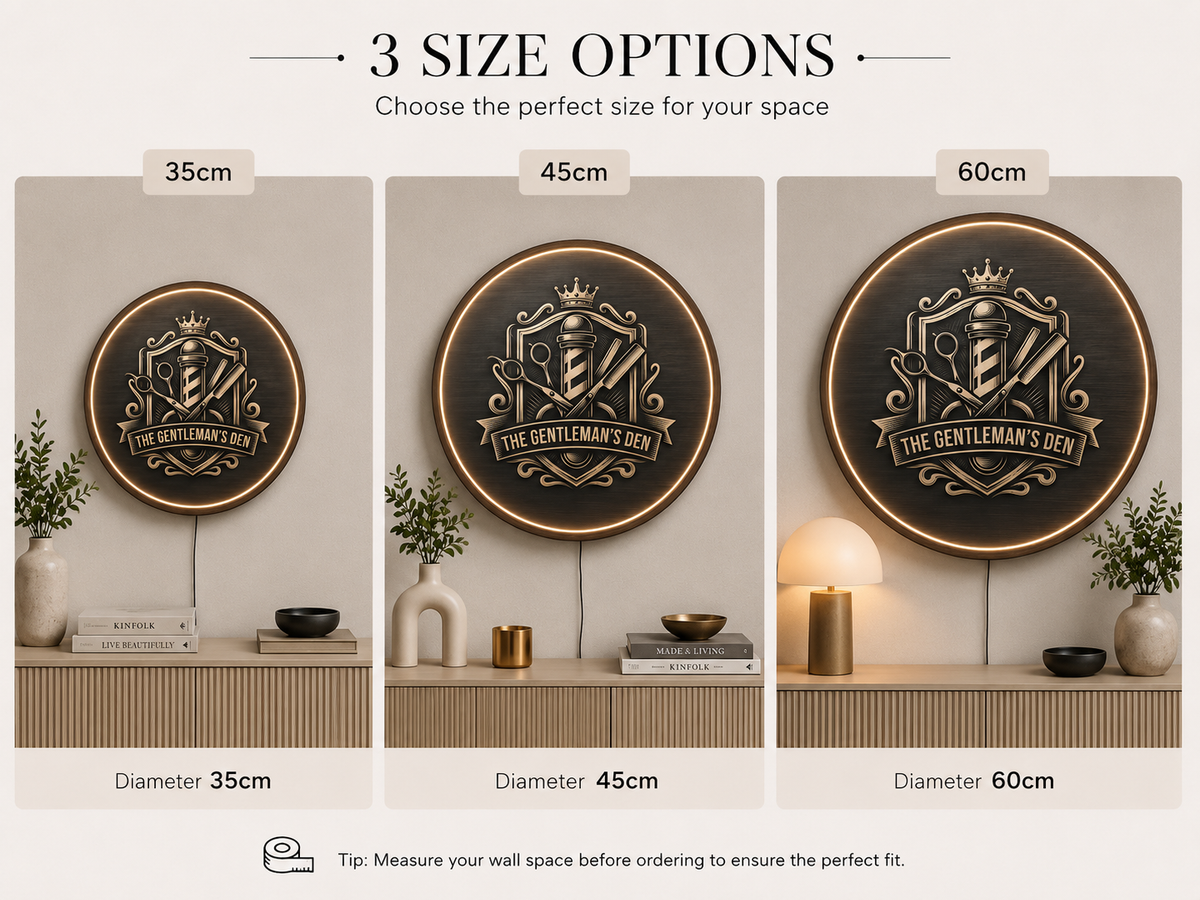 Handcrafted Round LED "The Gentleman's Den" Barbershop Wall Art Led 7