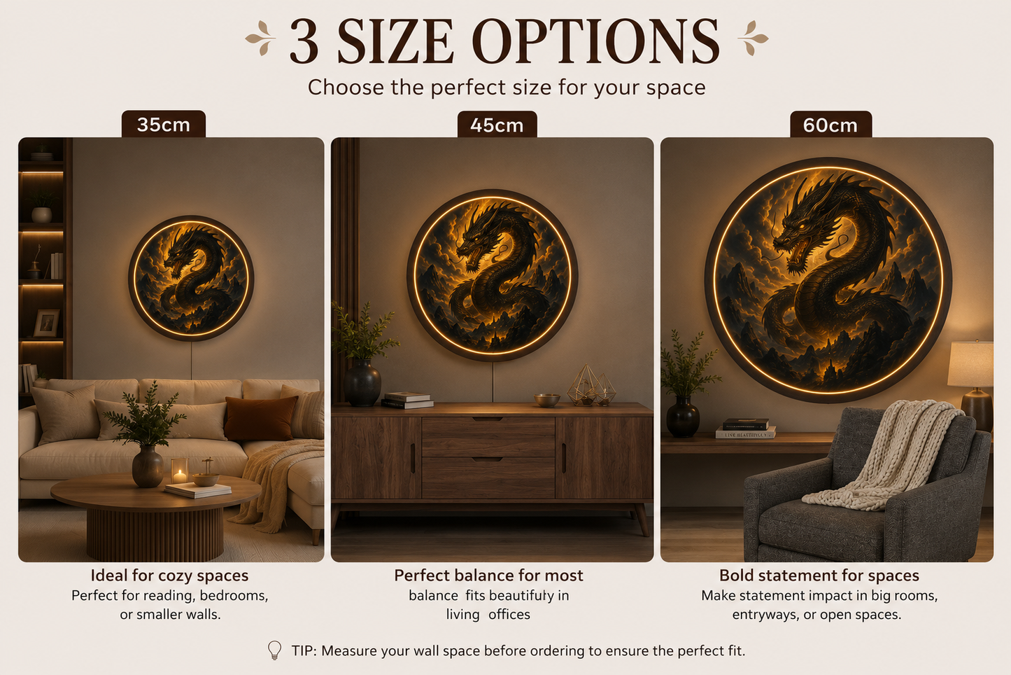 Golden Divine Dragon 3D LED Wall Art - Illuminated Fantasy Decor Led 72