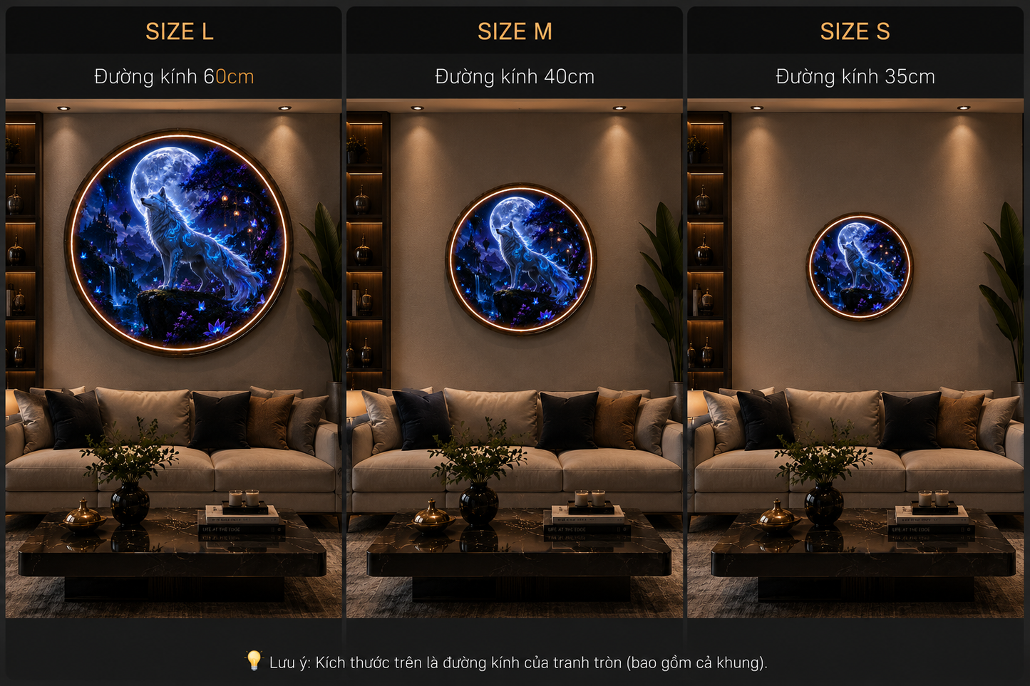 Enchanted Cosmic Wolf LED Circle Painting led 143