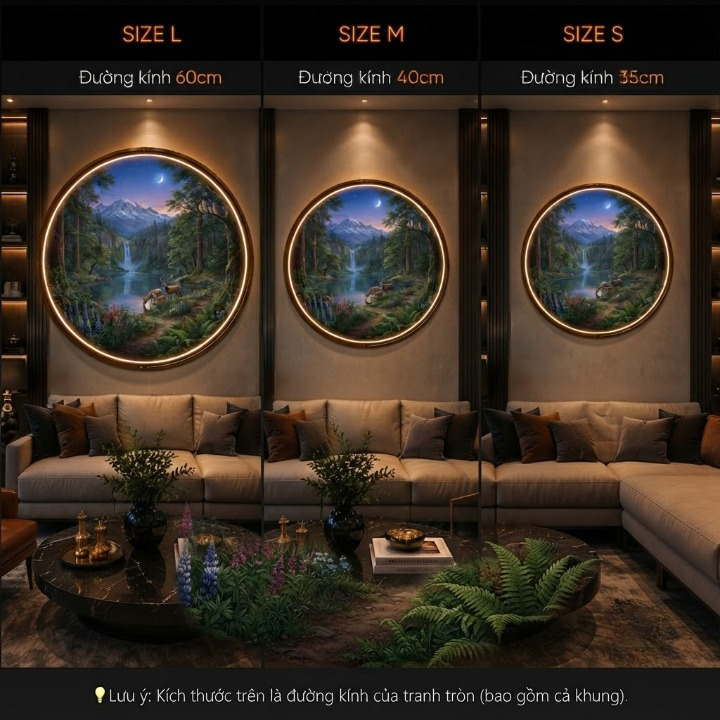 Serene Mountain Sunset Wildlife Circular Wall Art led 157
