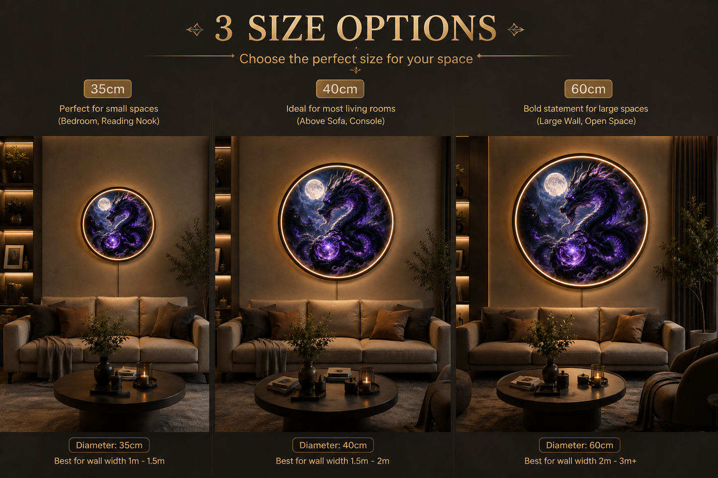 Action-Oriented & Engaging Bring Mythical Magic to Your Home with This Glowing Purple Dragon Art led ́82